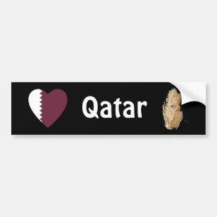 Qatarisk flaggahjärta + Kartabildekal Bildekal