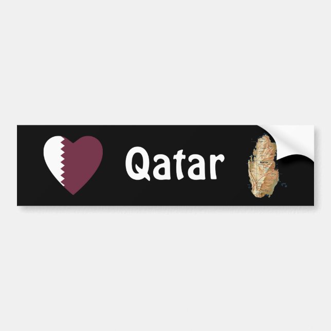 Qatarisk flaggahjärta + Kartabildekal Bildekal (Framsidan)