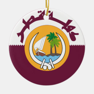Qatarisk vapensköld julgransprydnad keramik