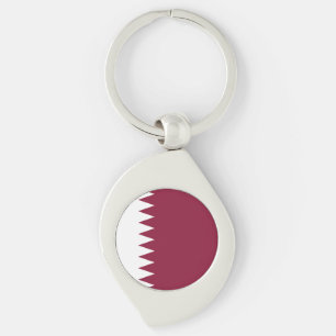 Qatars flagga swirl silverfärgad nyckelring