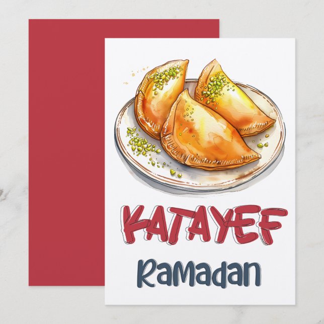 Qatayef Ramadan | Fintvätt, fyllningar av Riker Inbjudningar (Fram/baksida)