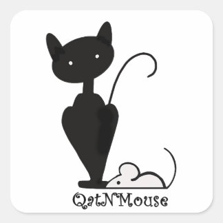 QatNMouse-etikett Fyrkantigt Klistermärke