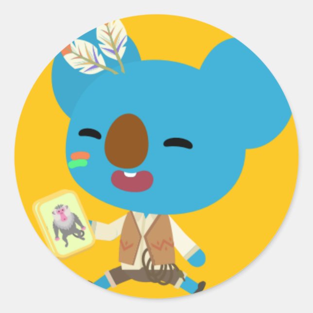 Qchildren Koby Sticker Runt Klistermärke (Framsida)