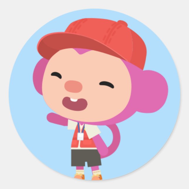 Qchildren Momo Sticker Runt Klistermärke (Framsida)