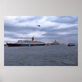 QE2 och QM2 vid NYC Poster