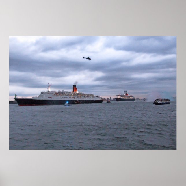 QE2 och QM2 vid NYC Poster (Framsidan)