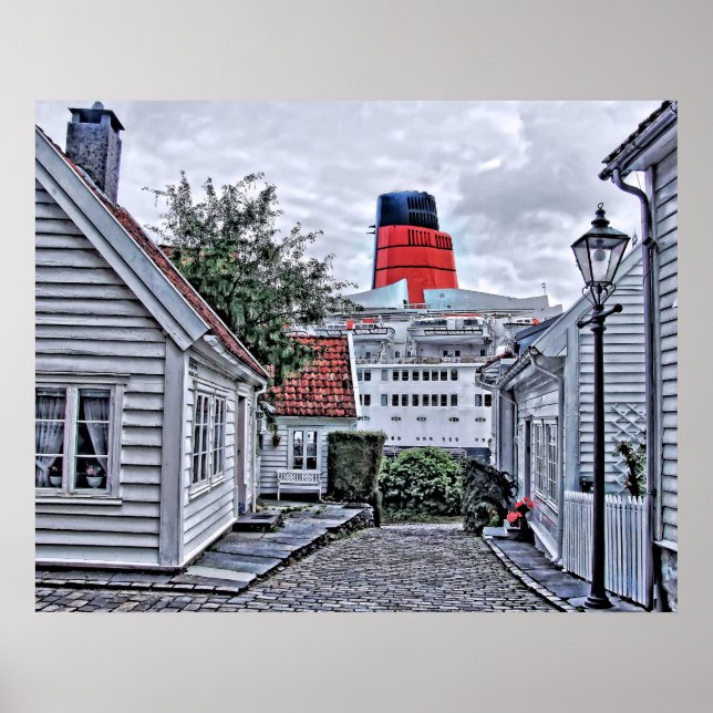 QE2 vid Stavanger Poster (Framsidan)