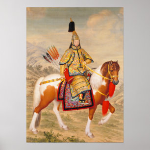Qianlong kejsare i ceremoniell Armor på hästrygg Poster