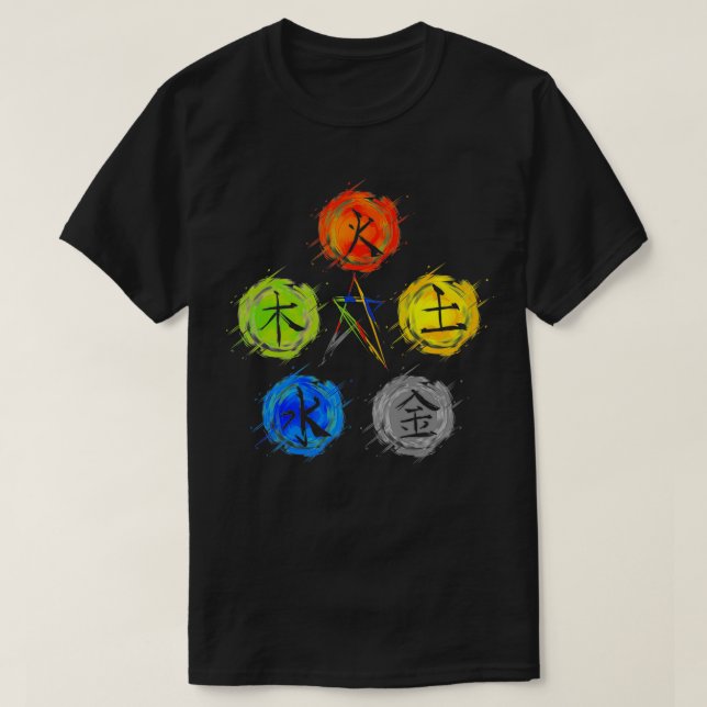 Qigong Fem Inslag Balance Tai Chi T Shirt (Design framsida)