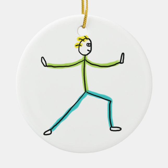 Qigong Stickman Julgransprydnad Keramik (Framsidan)