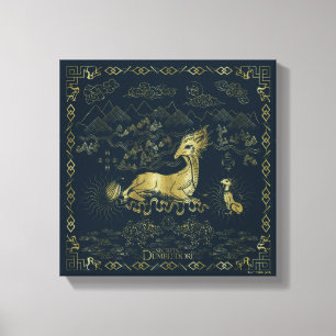 Qilin vid Rest Golden Tapestry Canvastryck