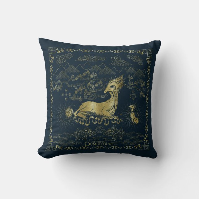 Qilin vid Rest Golden Tapestry Kudde (Framsida)