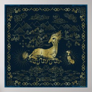 Qilin vid Rest Golden Tapestry Poster