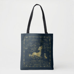 Qilin vid Rest Golden Tapestry Tygkasse