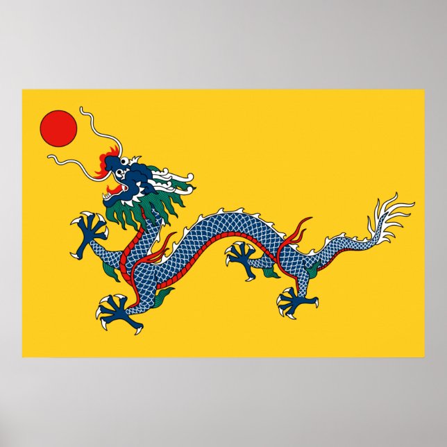 Qing Dynasty (1890-1911)-flagga poster papper (Framsidan)