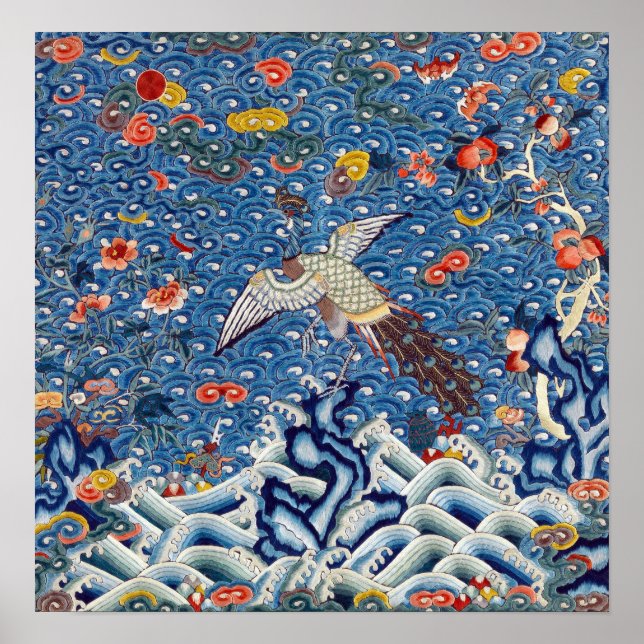 Qing Dynasty Rank Badge with Peacock Poster (Framsidan)