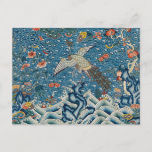 Qing Dynasty Rank Badge with Peacock Vykort