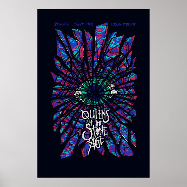 QOTSA REPRODUKTION Gig Poster Matt Konsttryck (Framsidan)