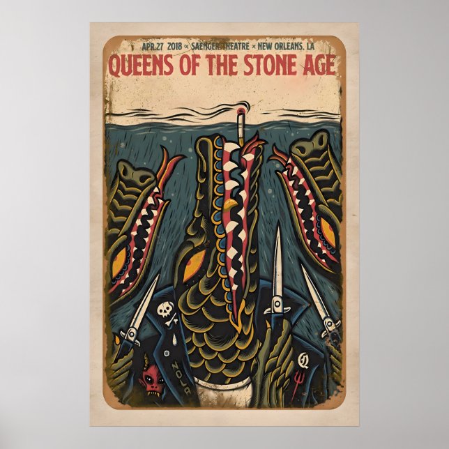 QOTSA REPRODUKTION Gig Poster Matt Konsttryck (Framsidan)