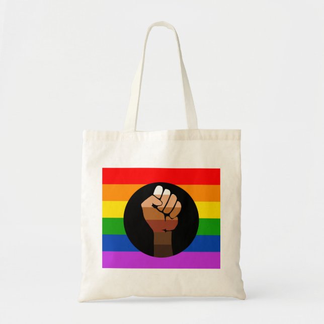 QPOC-Pride Flagga - svart fist Tygkasse (Framsidan)