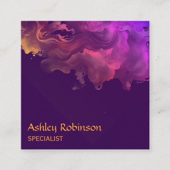 QR-abstrakt - Affärskort för vattenfärg för sammet Fyrkantigt Visitkort (Framsida)