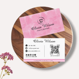QR-Affärskort Rosa Modern enkel Visitkort