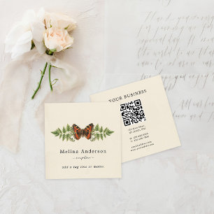 QR-Affärskortet Butterfly Botaniskt kvadrat Fyrkantigt Visitkort
