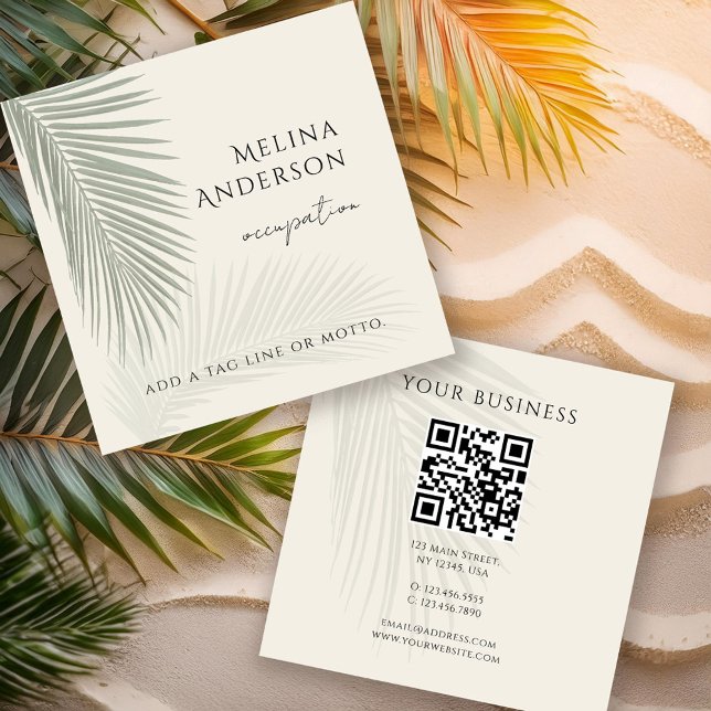 QR-Affärskortet Tropical Handflatan Square Fyrkantigt Visitkort (Skapare uppladdad)
