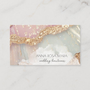 *~* QR Agate Aqua Mauve Guld Glitter AP66 Luxe Visitkort