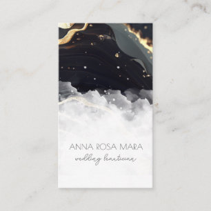 *~* QR Agate Black Guld Marble Glam Luxe AP66 Visitkort