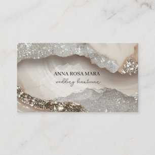 *~* QR Agate Taupe Silver Glitter Glam AP66 Luxe Visitkort