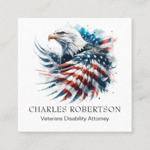 *~* QR American. Flagga Örn AP16 Fyrkantigt Visitkort
