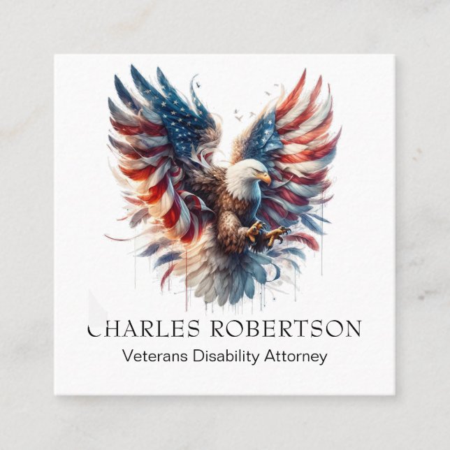 *~* QR American Flagga Örn AP16 Vingar Fyrkantigt Visitkort (Framsida)