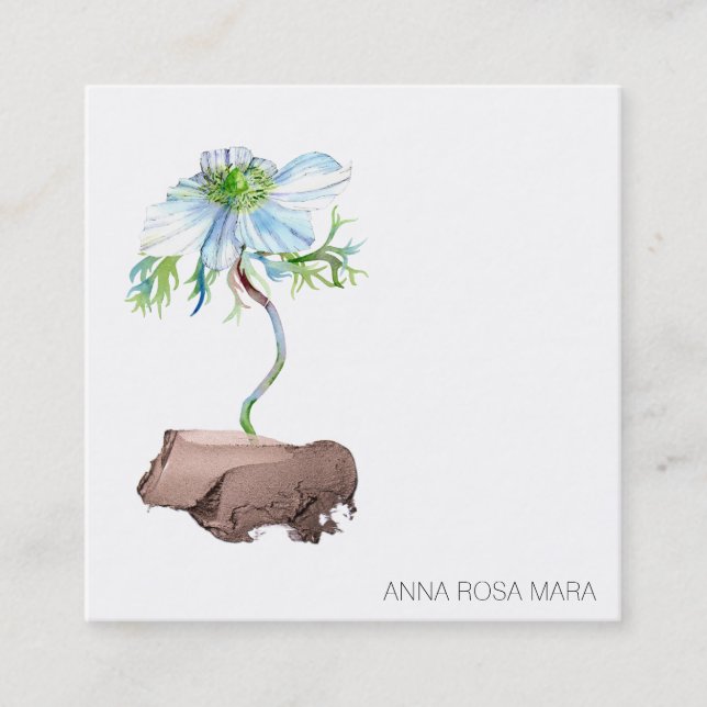 *~* QR Anemone Blommigt Vit ros Guld Fyrkantigt Visitkort (Framsida)