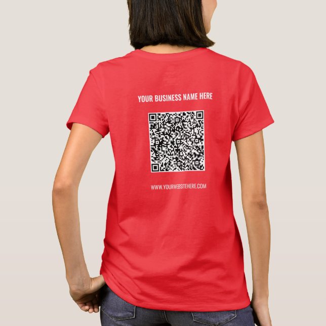 QR-Anpassningsbar för genomsökning av kod, text, T T Shirt (Baksida)