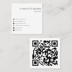 QR-Anpassningsbar Modern White-Professionell Fyrkantigt Visitkort