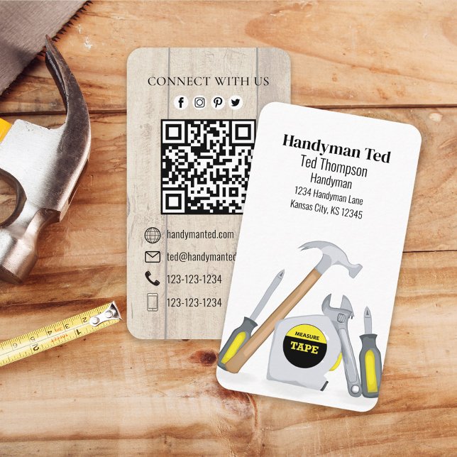 QR-Anpassningsbar Social Media Handyman Verktyg Visitkort (Skapare uppladdad)