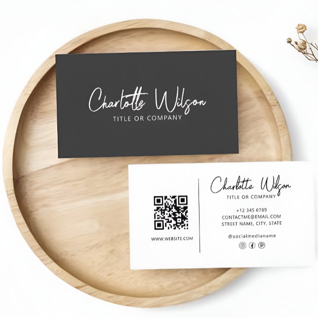 QR-anpassningsbar - svart, modern Professionell Visitkort (Skapare uppladdad)