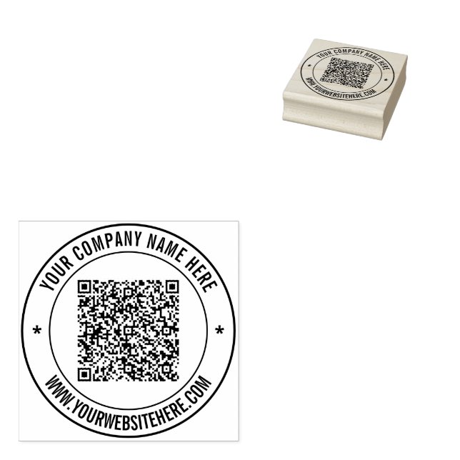 QR Anpassningsbar Text Business Round Rubber Frimä Stämpel (Stämplad)