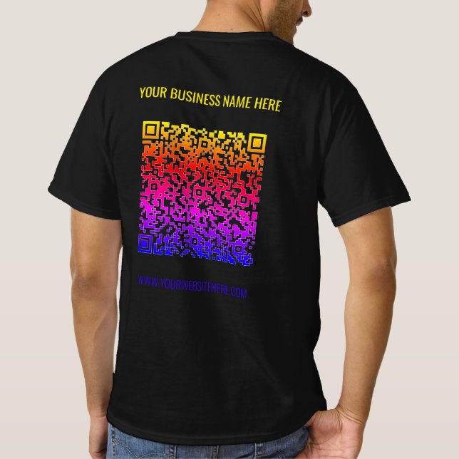 QR-Anpassningsbar Text Business T-Shirt Your Färg (Baksida)