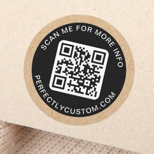 QR-anpassningsbar text Kraft papper utseendet grän Runt Klistermärke