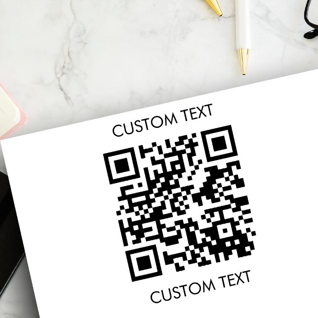 QR-Anpassningsbar Text Minimalistisk enkel ren kam Självfärgande Stämpel (Skapare uppladdad)