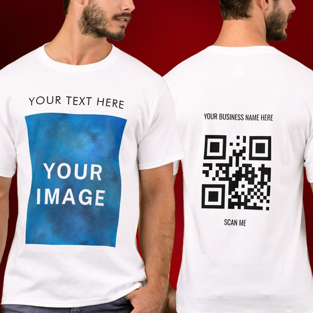 QR-Anpassningsbar, text och bildbefordringsvit T Shirt (Skapare uppladdad)