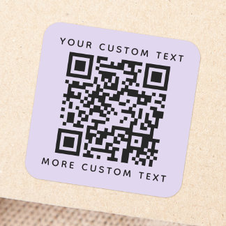 QR-anpassningsbar text överst grund ljust lila Fyrkantigt Klistermärke
