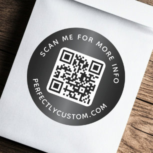 QR-anpassningsbar text runda mörk grått-övertoning Runt Klistermärke