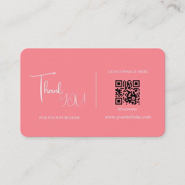 QR-Anpassningsbarna QR-Rosa i Modern Retro - tack  Visitkort (Framsida)