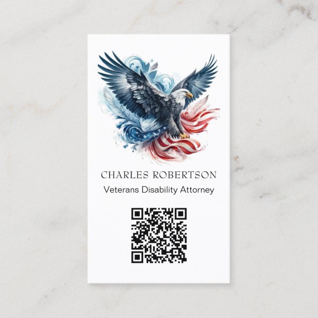 *~* QR - AP16 American Flagga Örn - Foto Visitkort (Framsida)