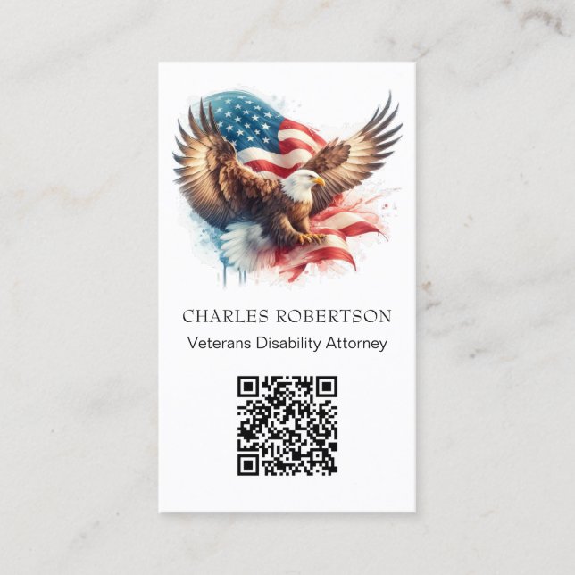 *~* QR AP16 American Flagga PHOTO Örn Visitkort (Framsida)