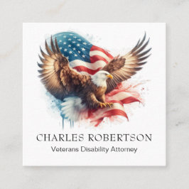 *~* QR AP16 Amerikanska Flagga USA. Örn Fyrkantigt Visitkort