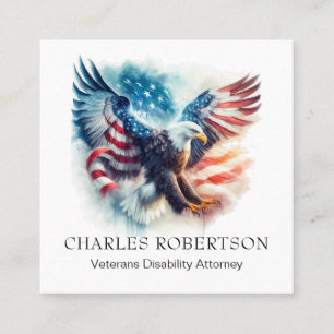 *~* QR AP16 USA American Flagga Örn Artsy Fyrkantigt Visitkort